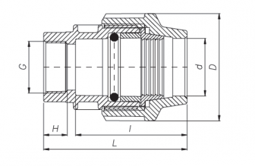 PP 50 x 1 ½" Anschlussverschraubung mit Innengewinde