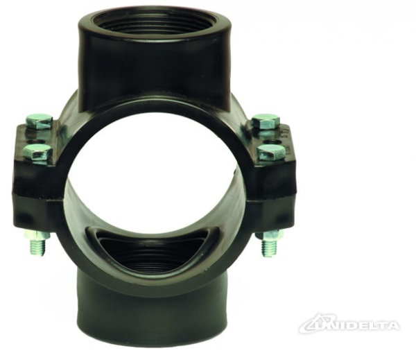 PP 90 x ½" Doppel-Anbohrschelle ohne Verstärkung IG