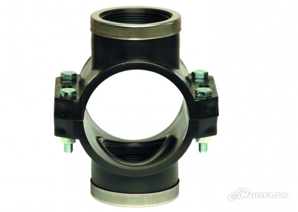 PP 125 x 1¼" Doppel- Anbohrschelle mit Verstärkung IG