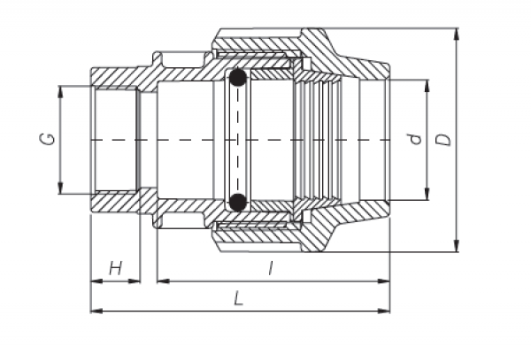 PP 40 x 1 ¼" Anschlussverschraubung mit Innengewinde
